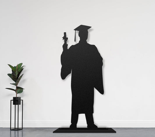 Étudiant avec diplôme  Sculpture et art mural personnalisé