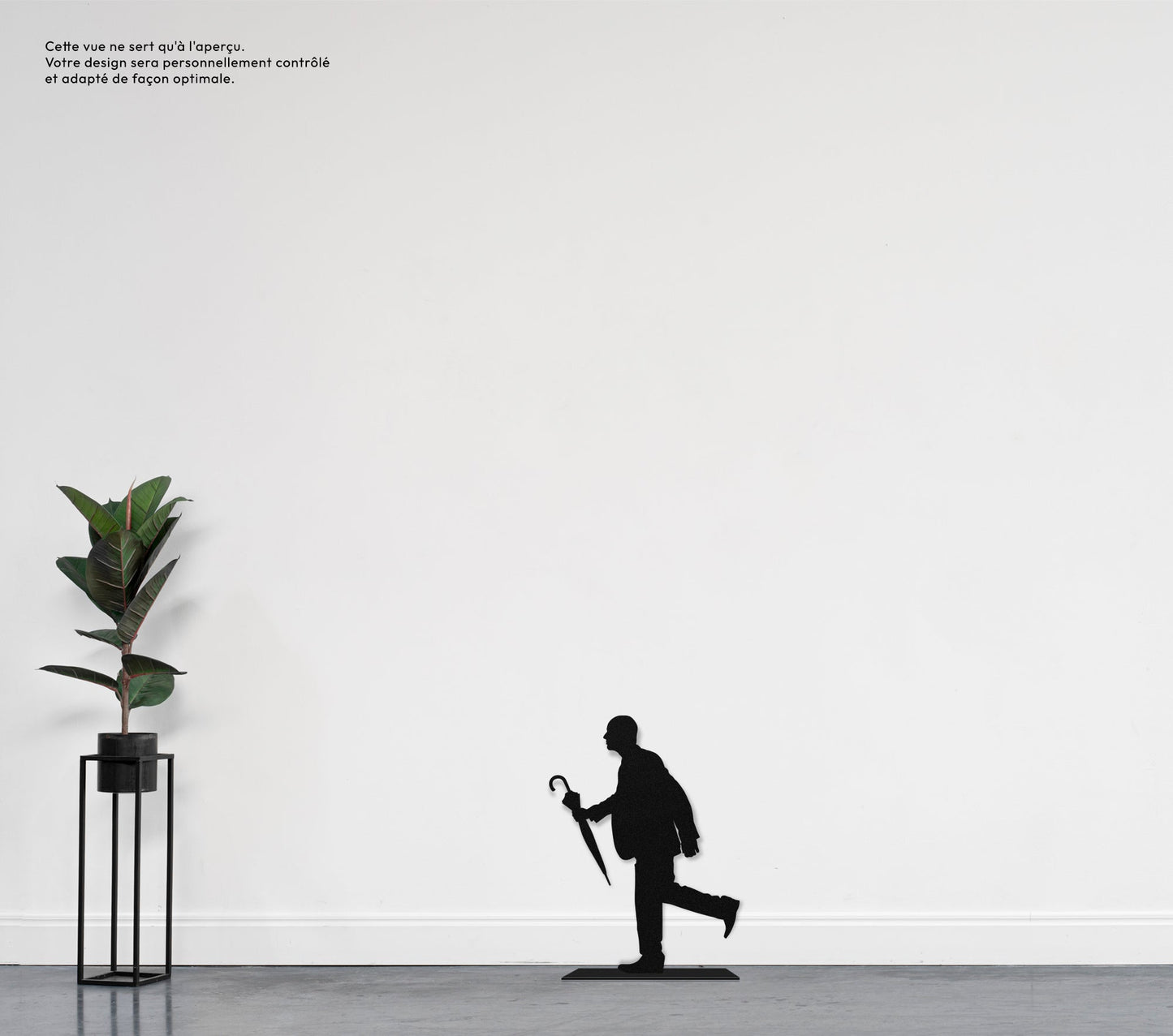 Homme qui court avec parapluie  Sculpture et art mural personnalisé