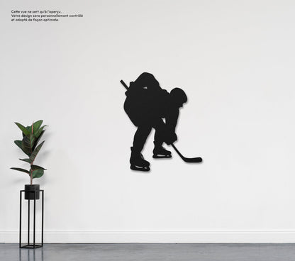 Joueur de hockey accroupi  Sculpture et art mural personnalisé