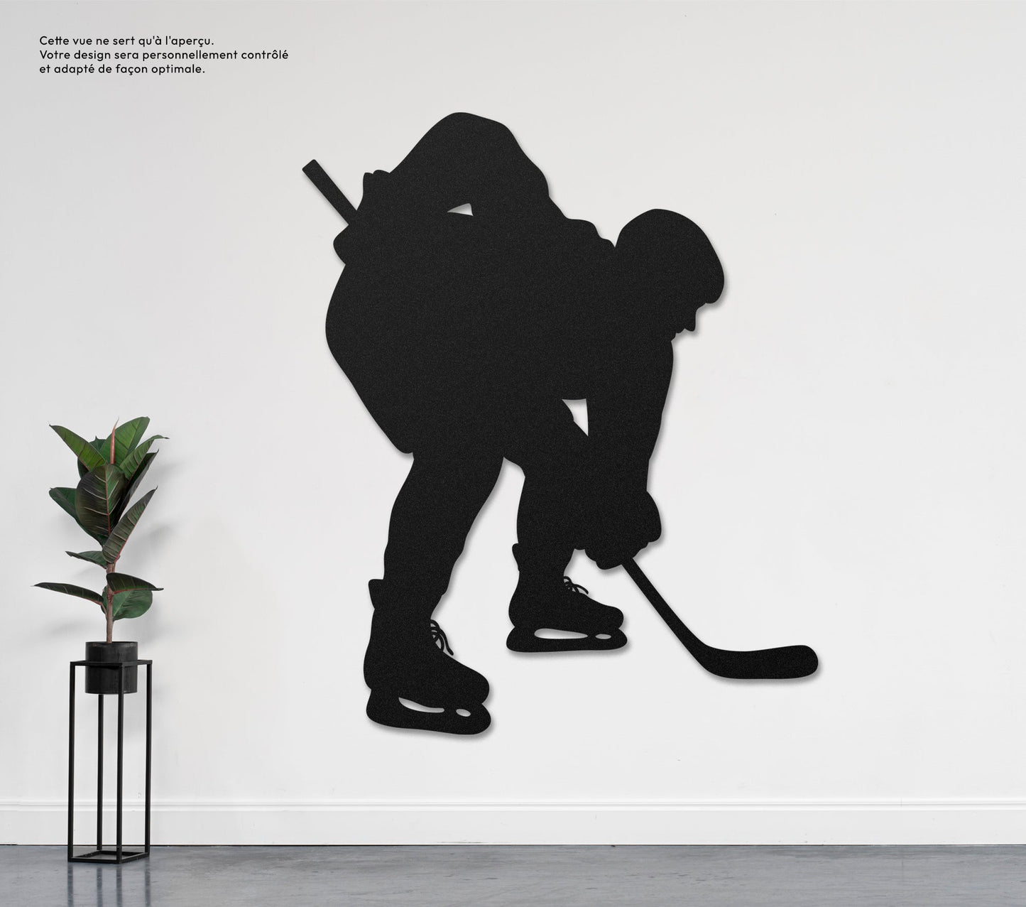 Joueur de hockey accroupi  Sculpture et art mural personnalisé