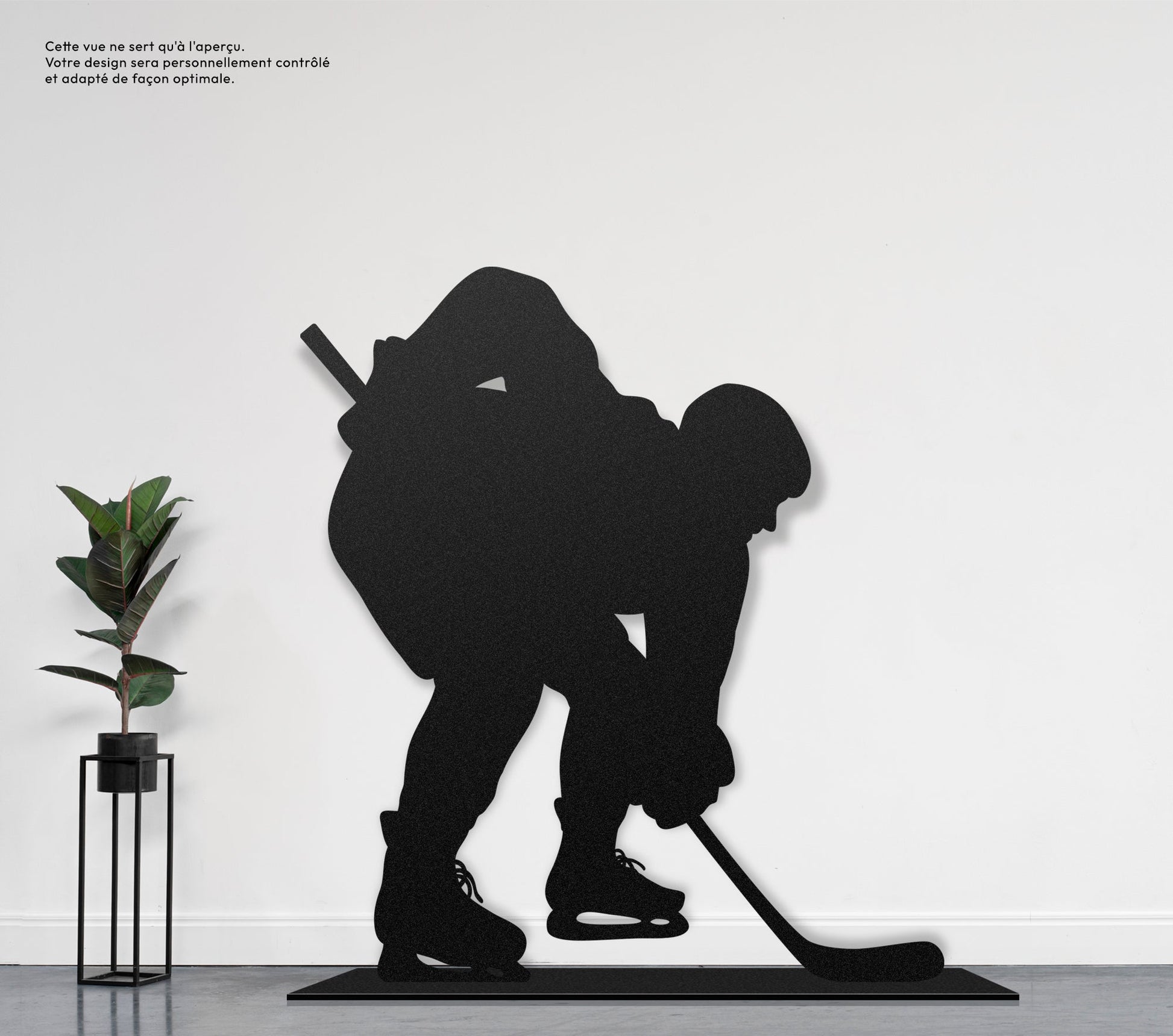 Joueur de hockey accroupi  Sculpture et art mural personnalisé