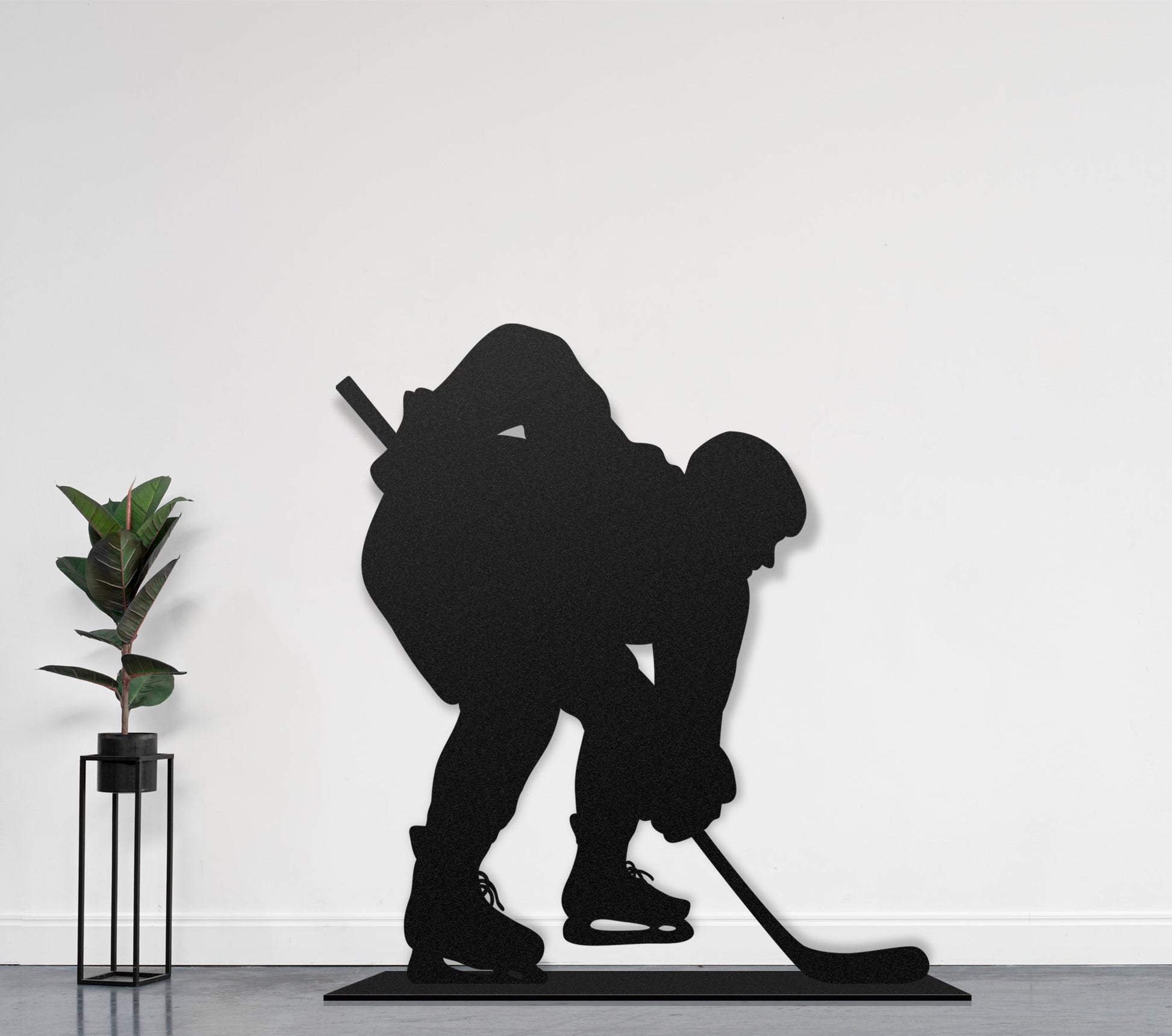 Joueur de hockey accroupi  Sculpture et art mural personnalisé