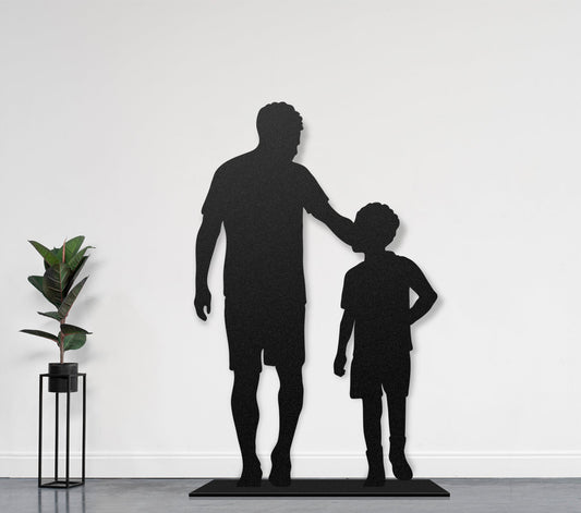 Père et Fils qui marchent  Sculpture et art mural personnalisé