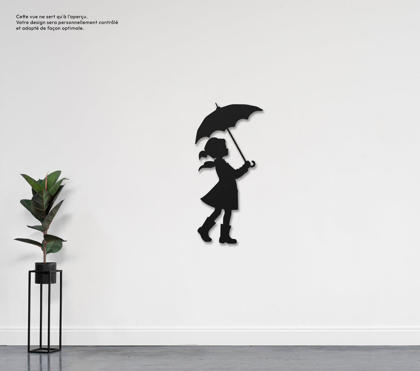 Petite fille parapluie  Sculpture et art mural personnalisé