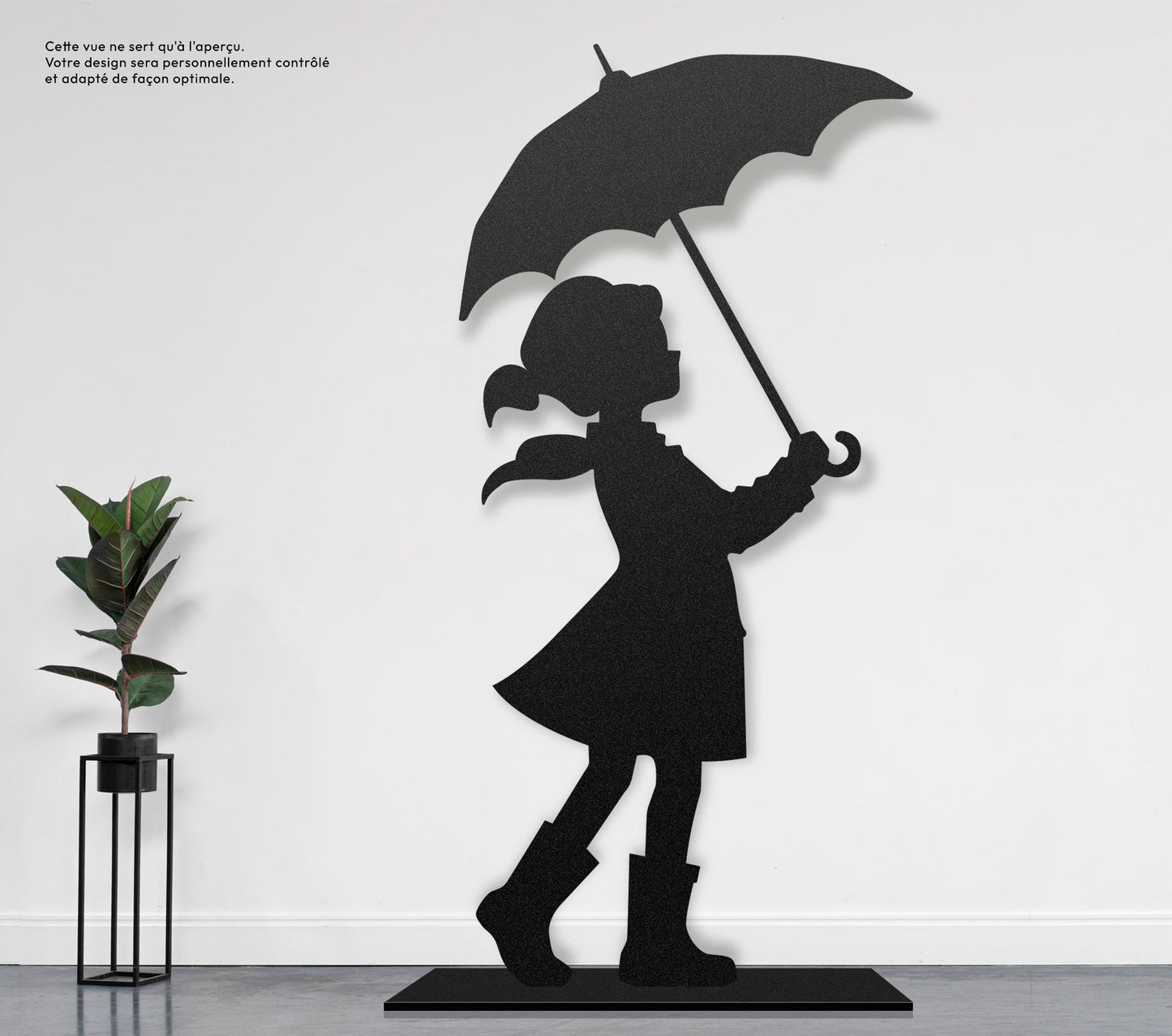 Petite fille parapluie  Sculpture et art mural personnalisé