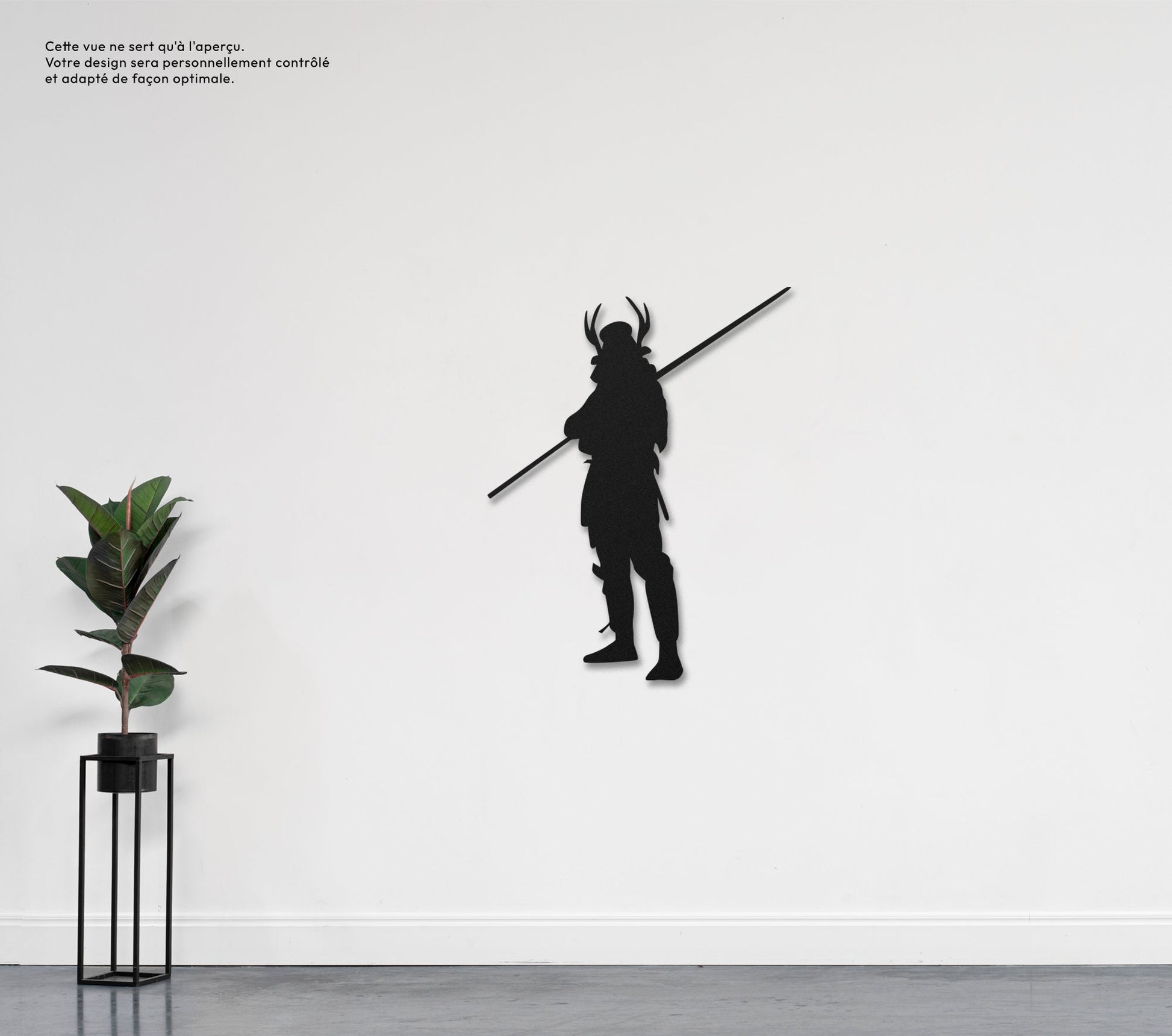 Samouraï avec lance  Sculpture et art mural personnalisé