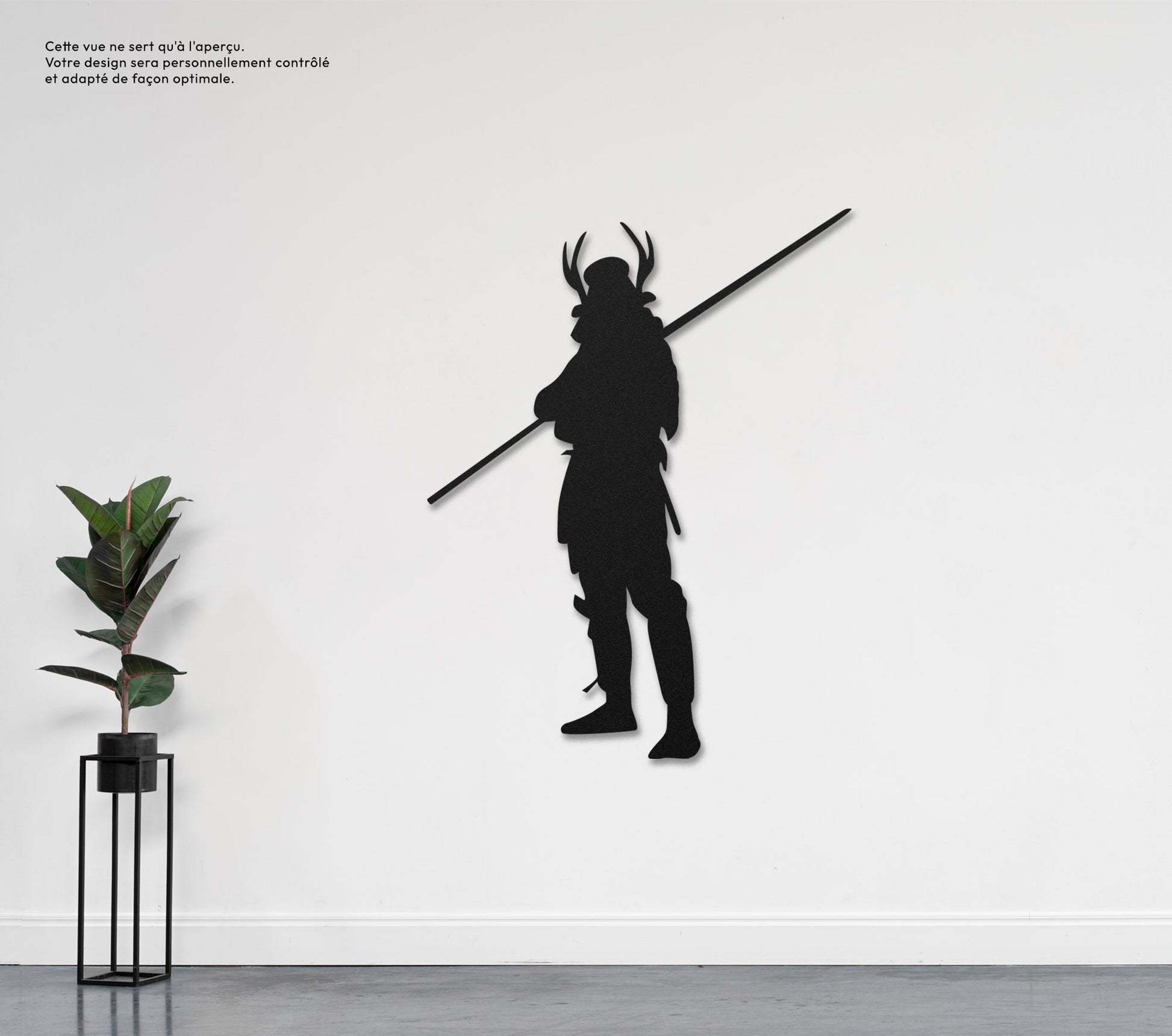 Samouraï avec lance  Sculpture et art mural personnalisé