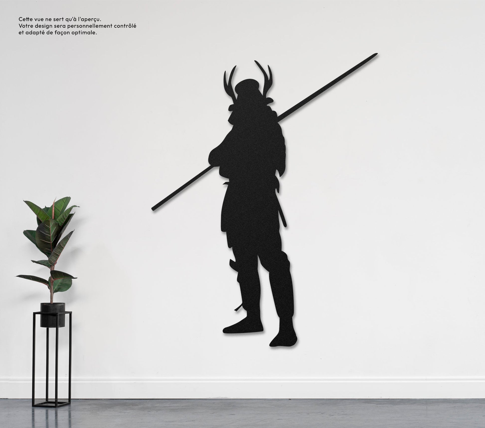 Samouraï avec lance  Sculpture et art mural personnalisé