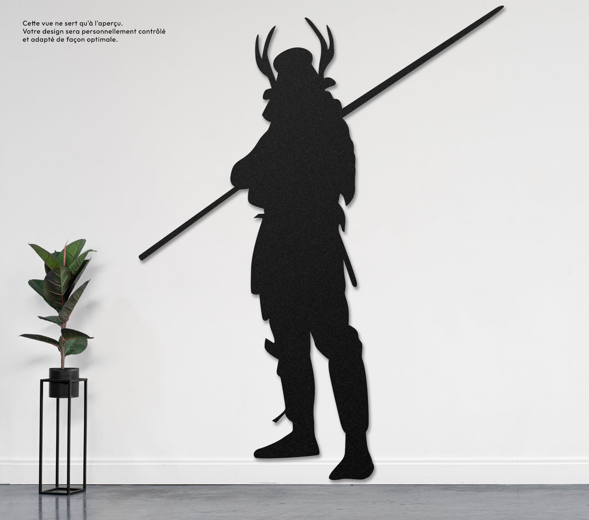 Samouraï avec lance  Sculpture et art mural personnalisé